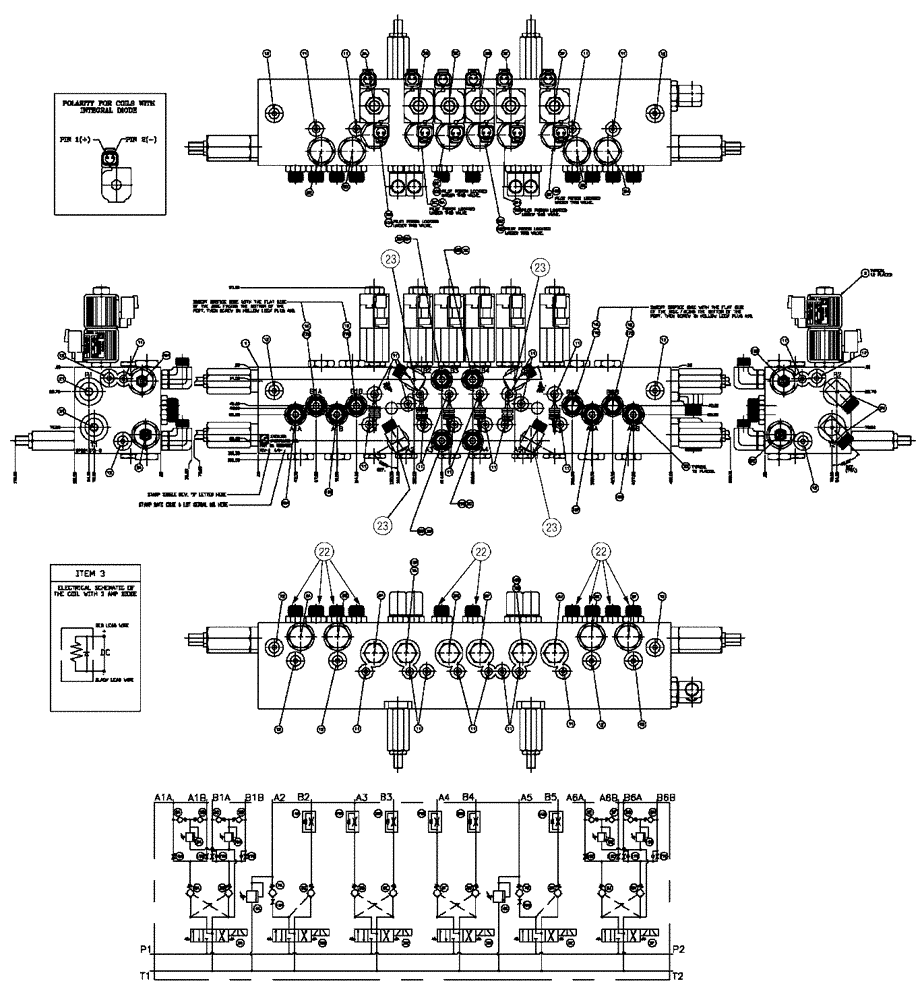 Схема запчастей Case IH SPX3320 - (06-033) - VALVE, 6-SECTION, W/FITTINGS Hydraulic Plumbing