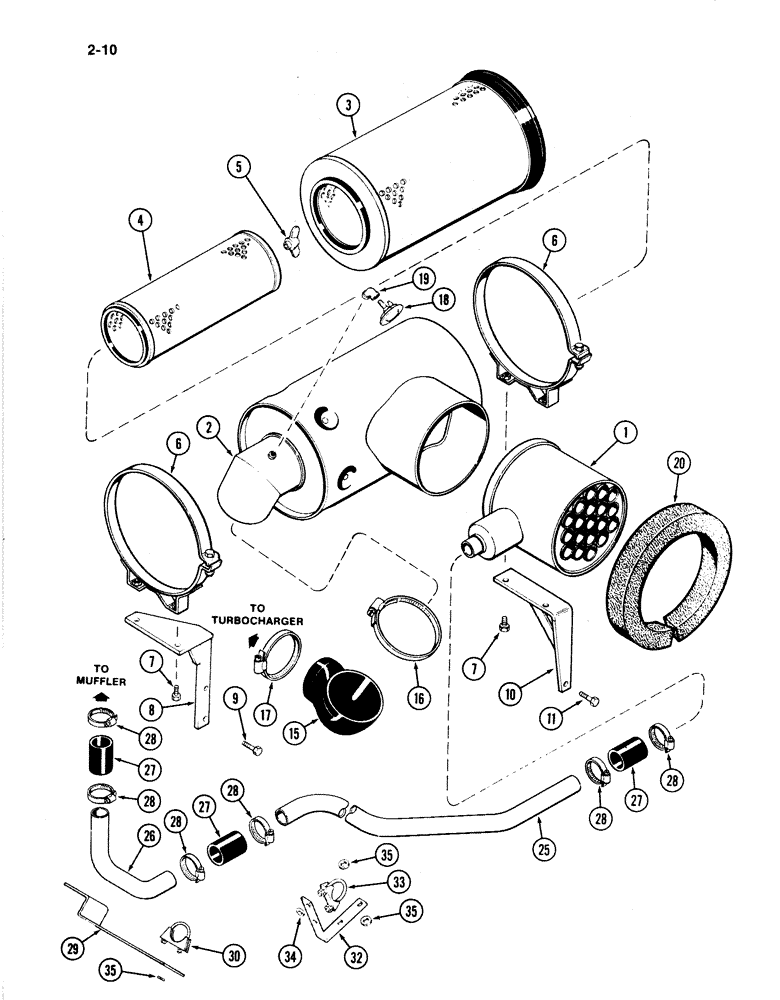 Схема запчастей Case IH 4894 - (2-10) - AIR INDUCTION SYSTEM 674 CUBIC INCH DIESEL ENGINE (02) - ENGINE