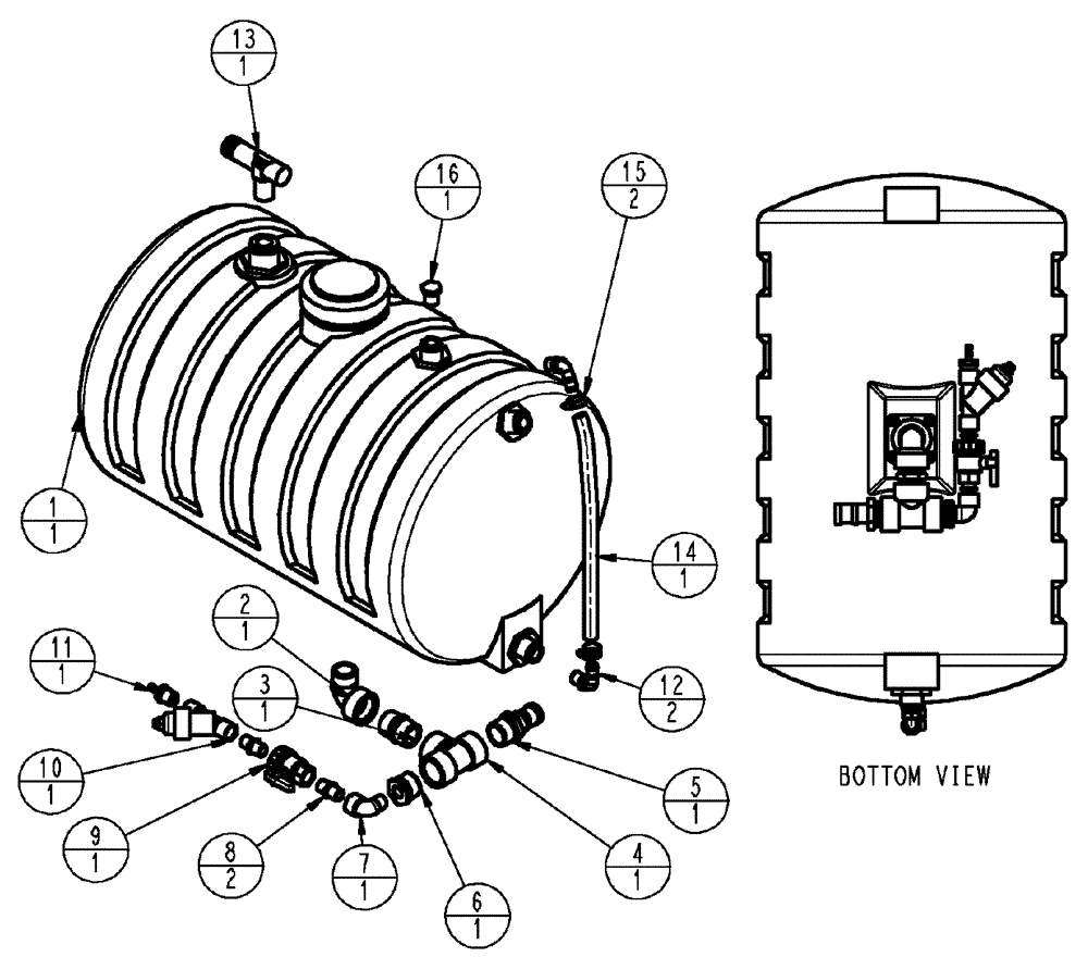 Схема запчастей Case IH SPX3320 - (11-018) - FOAMER TANK PLUMBING GROUP Options