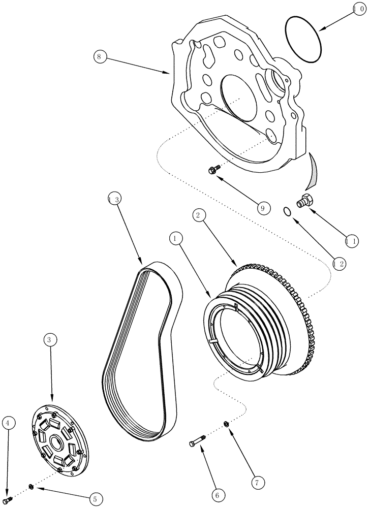 Схема запчастей Case IH CPX620 - (02-35) - FLYWHEEL AND BACKING PLATE (01) - ENGINE