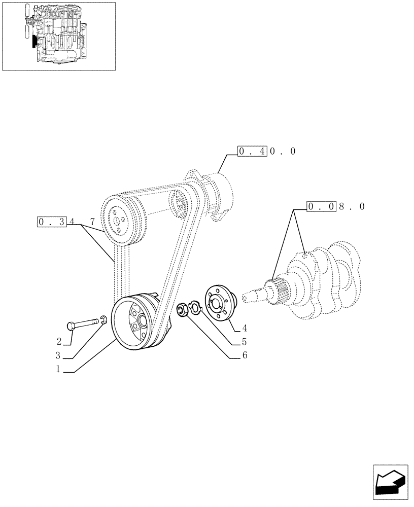 Схема запчастей Case IH JX1095N - (0.08.4) - PULLEY AND HUB (01) - ENGINE