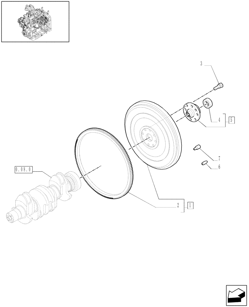 Схема запчастей Case IH MXU115 - (0.08.3/01) - (VAR.110-120) TRANSMISSION 12X12 - FLYWHEEL ENGINE (01) - ENGINE