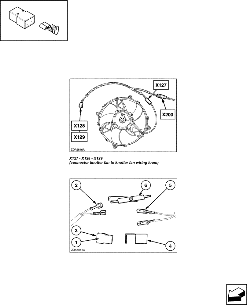 Схема запчастей Case IH LBX431R - (06.68[01]) - CONNECTORS: X127 - X128 - X129 (06) - ELECTRICAL SYSTEMS