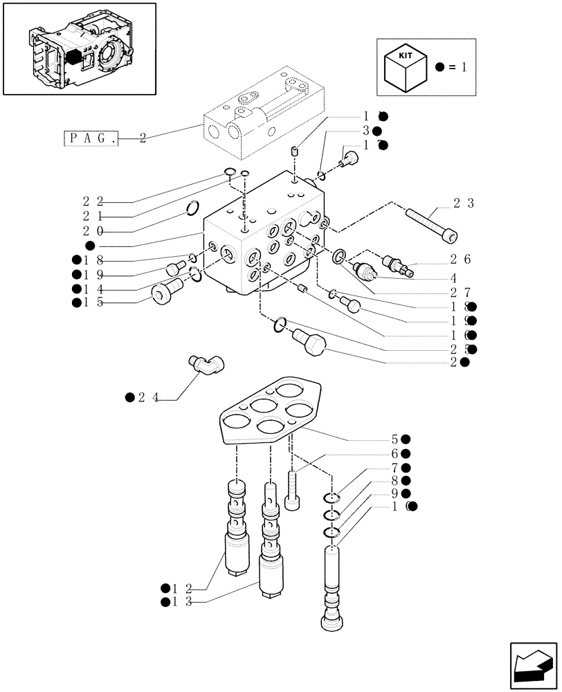 Схема запчастей Case IH MAXXUM 140 - (1.80.7/02[01]) - PTO CLUTCH FOR 24X24 AND 16X16 TRANSMISSION LESS CREEPER (2WD) - CONTROL VALVE AND RELEVANT PARTS (VAR.330405-334405-335405-336405) (07) - HYDRAULIC SYSTEM