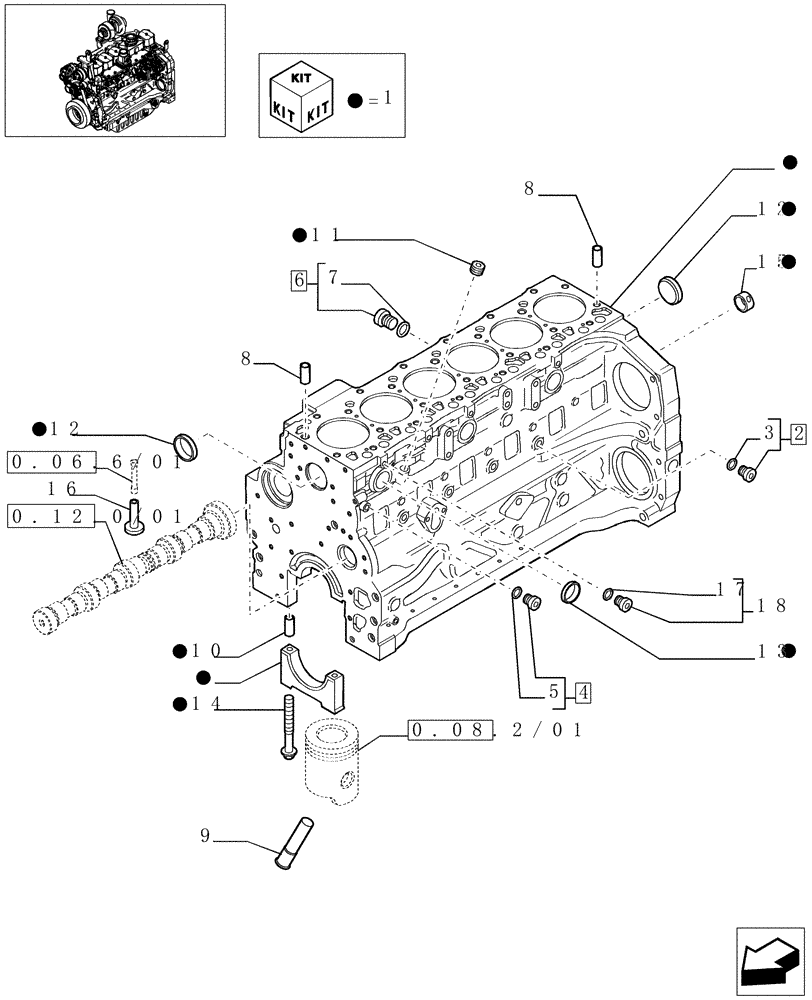 Схема запчастей Case IH MXU130 - (0.04.0/01) - CRANKCASE (01) - ENGINE