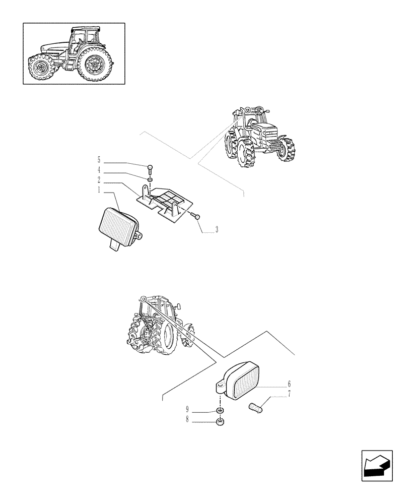 Схема запчастей Case IH MAXXUM 140 - (1.91.3/05) - WORKLAMPS (VAR.330785) (10) - OPERATORS PLATFORM/CAB