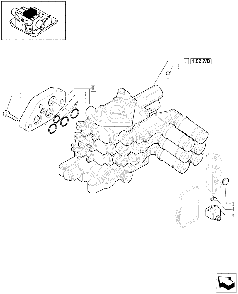 Схема запчастей Case IH MXU110 - (1.82.7/01) - (VAR.265) 3 REAR CONTROL VALVES AND RELATED PARTS (07) - HYDRAULIC SYSTEM