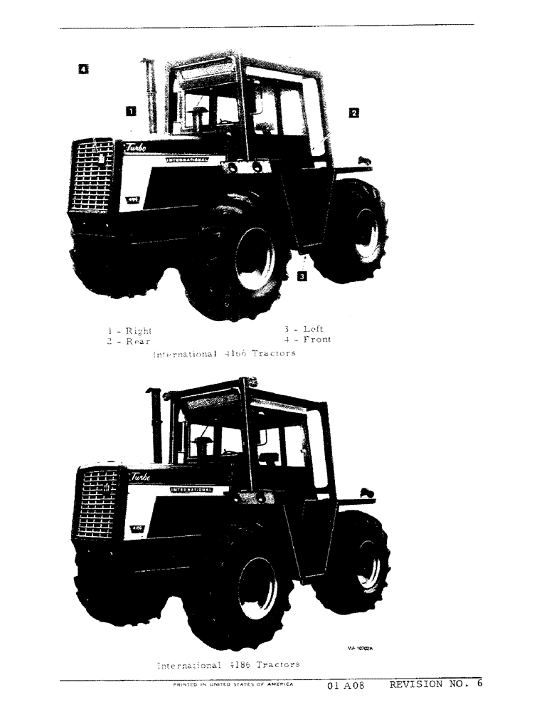 Схема запчастей Case IH 4186 - (01-08) - MODEL VIEWS OF INTERNATIONAL 4166 AND 4186 TRACTORS (00) - GENERAL