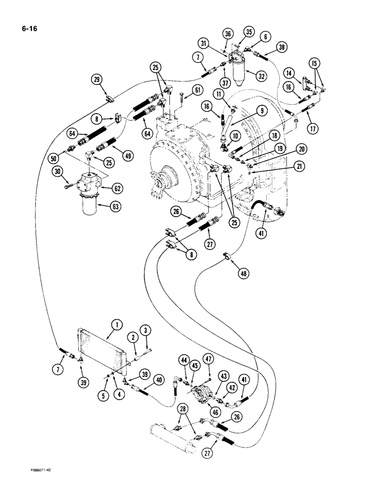 Схема запчастей Case IH KP-525 - (6-16) - TRANSMISSION AND TRANSFER CASE LUBRICATION, P.I.N. 131-05017 AND AFTER (06) - POWER TRAIN