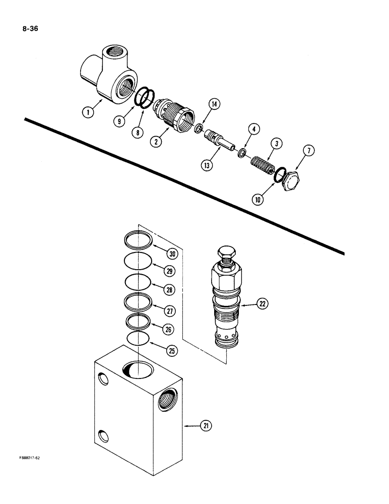 Схема запчастей Case IH 9270 - (8-36) - HYDRAULIC RELIEF VALVE (08) - HYDRAULICS