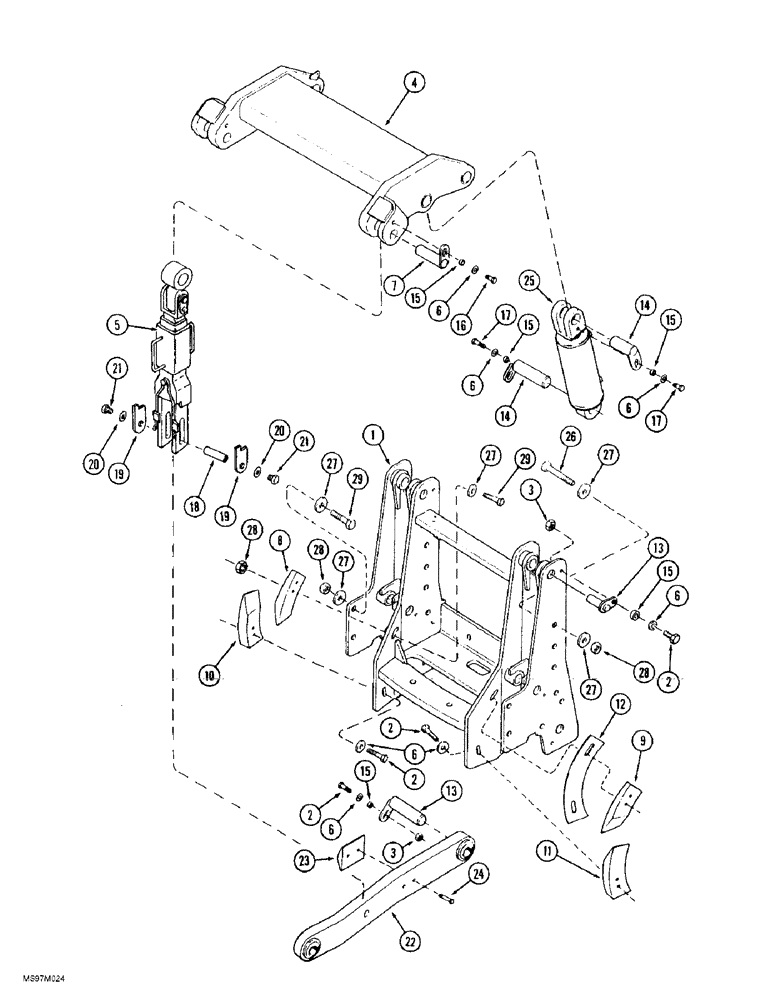 Схема запчастей Case IH 9370 - (9-004) - THREE POINT HITCH UPPER AND LOWER LINK MOUNTS, P.I.N. JEE0069308 AND AFTER (09) - CHASSIS/ATTACHMENTS