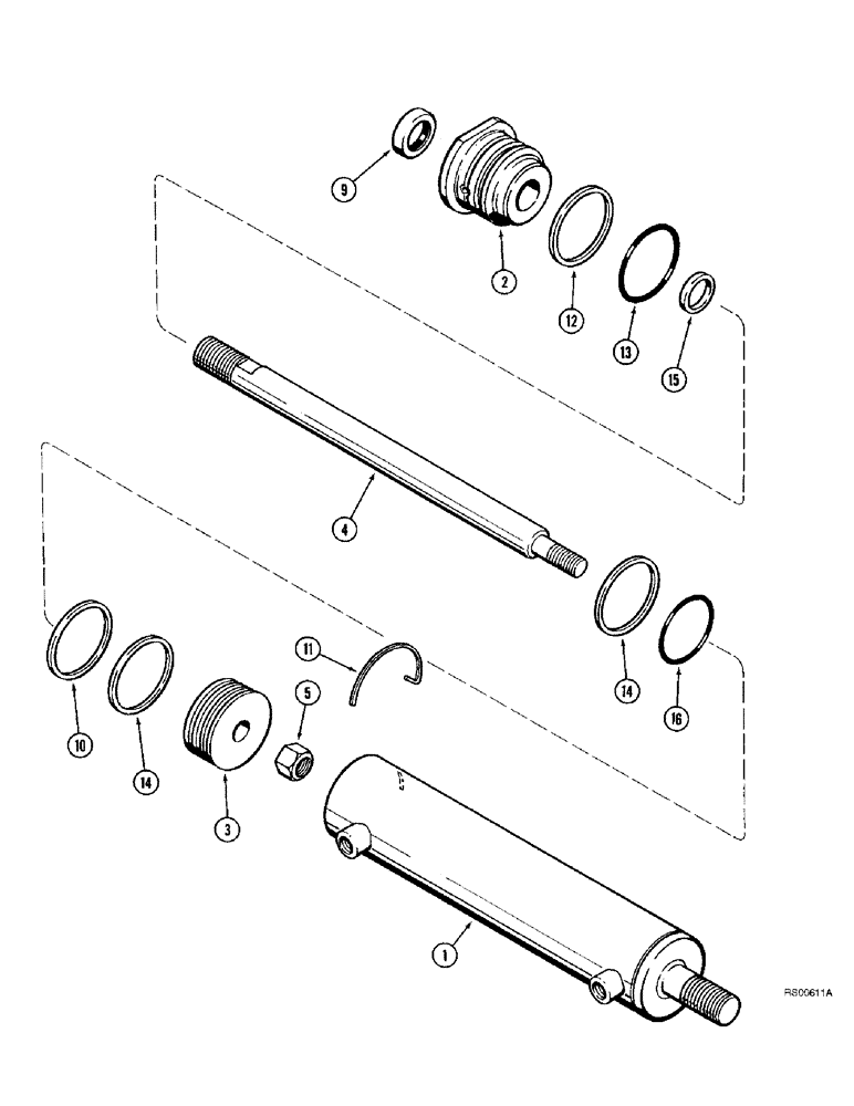 Схема запчастей Case IH 1680 - (5-70) - STEERING CYLINDER, POWER GUIDE AXLE, P.I.N. JJC0044001 AND AFTER (04) - STEERING