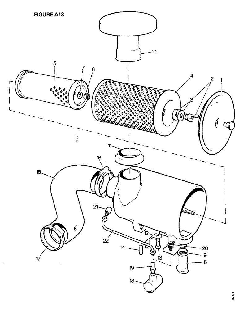 Схема запчастей Case IH 1410 - (A13-1) - ENGINE, AIR CLEANER, 1410, 1410Q, 1410SK, 1412, 1412Q, 1412G, 1412SK (01) - ENGINE