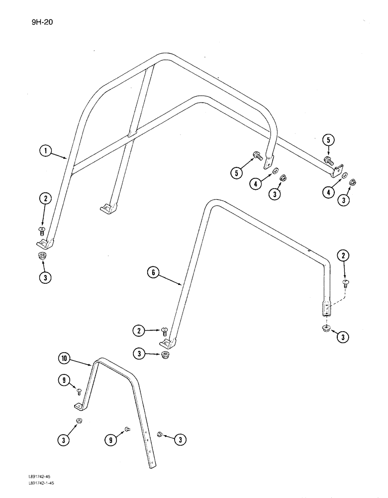 Схема запчастей Case IH 1680 - (9H-20) - SERVICE DECK HAND RAILS (12) - CHASSIS