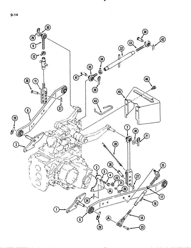 Схема запчастей Case IH 1140 - (9-14) - THREE POINT HITCH (09) - CHASSIS/ATTACHMENTS