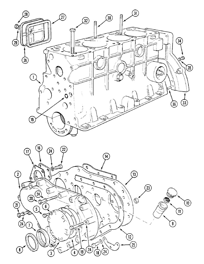 Схема запчастей Case IH 1294 - (2-18) - CYLINDER BLOCK COVERS (02) - ENGINE