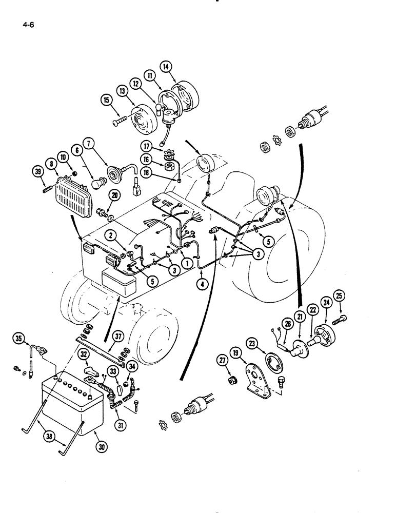 Схема запчастей Case IH 235 - (4-06) - WIRING HARNESS AND BATTERY, HYDROSTATIC TRANSMISSION (04) - ELECTRICAL SYSTEMS