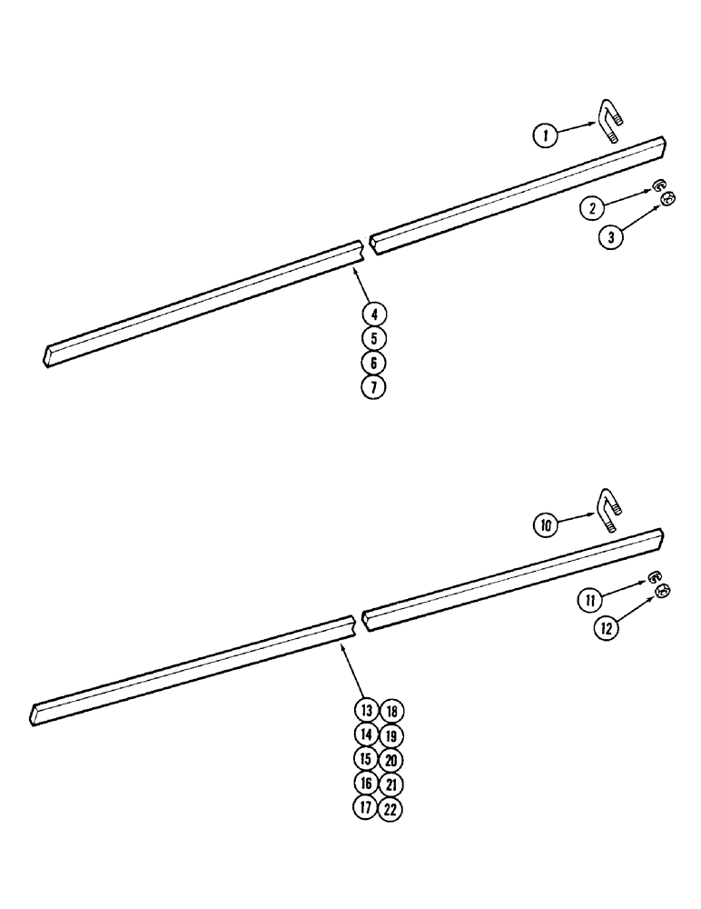 Схема запчастей Case IH DOT B - (100) - SCRAPER BARS, MAIN GANG, FRONT CENTER RIGHT AND LEFT, 17 THROUGH 31 FOOT (5.2 THROUGH 9.5 M) 