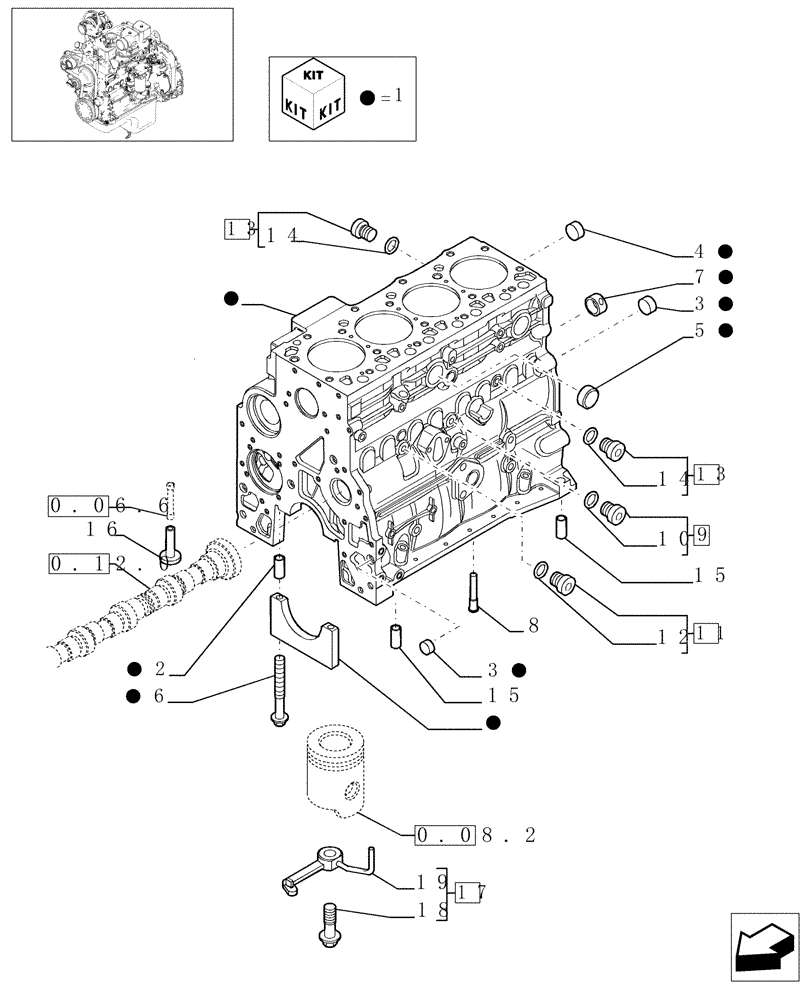 Схема запчастей Case IH PX110 - (0.04.0[01]) - CRANKCASE (504051768) (02) - ENGINE