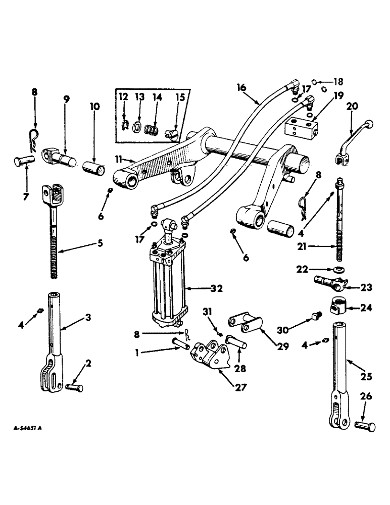 Схема запчастей Case IH 460 - (199) - DRAWBARS & HITCHES, ROCKSHAFT, LEVELING LINKS, HYDRAULIC CYLINDER & CONNECTIONS Drawbar & Hitches