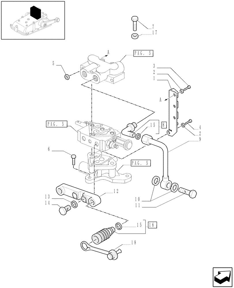 Схема запчастей Case IH JX1085C - (1.82.7[04]) - SIMPLE DOUBLE EFFECT DISTRIBUTOR - D5484 (07) - HYDRAULIC SYSTEM