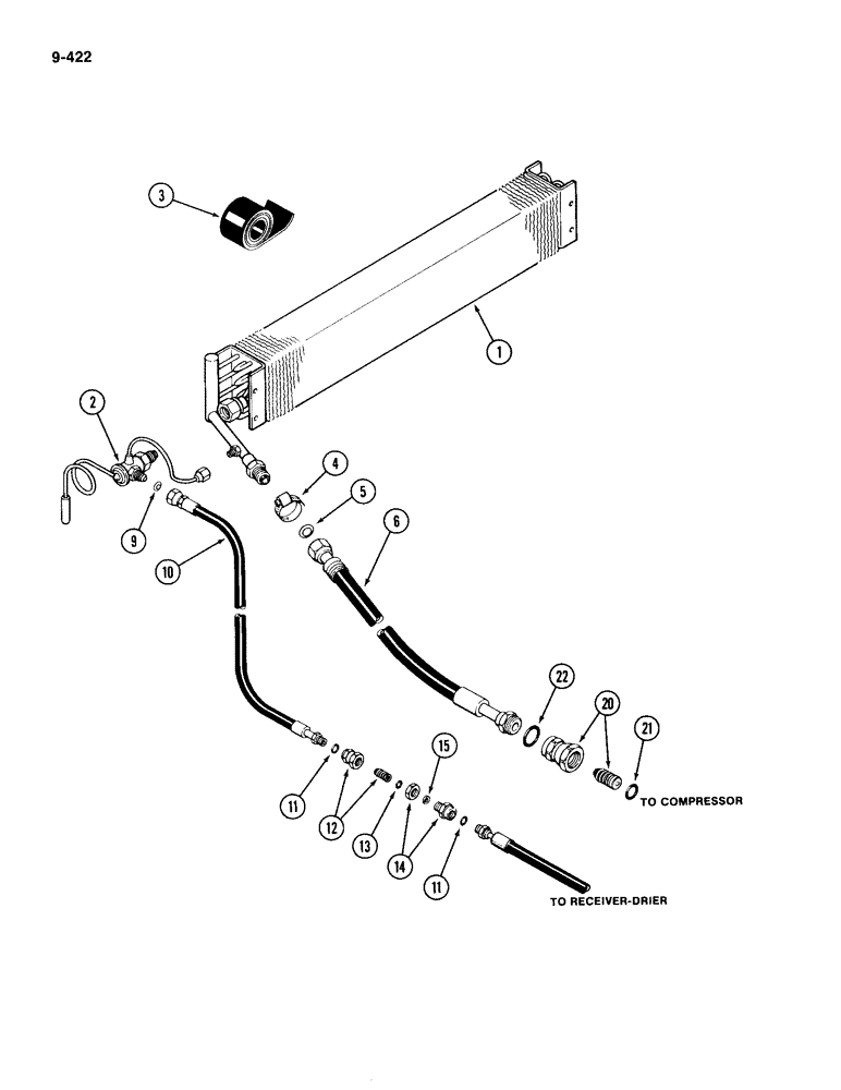 Схема запчастей Case IH 4490 - (9-422) - CAB, AIR CONDITIONER VALVE AND HOSES (09) - CHASSIS/ATTACHMENTS
