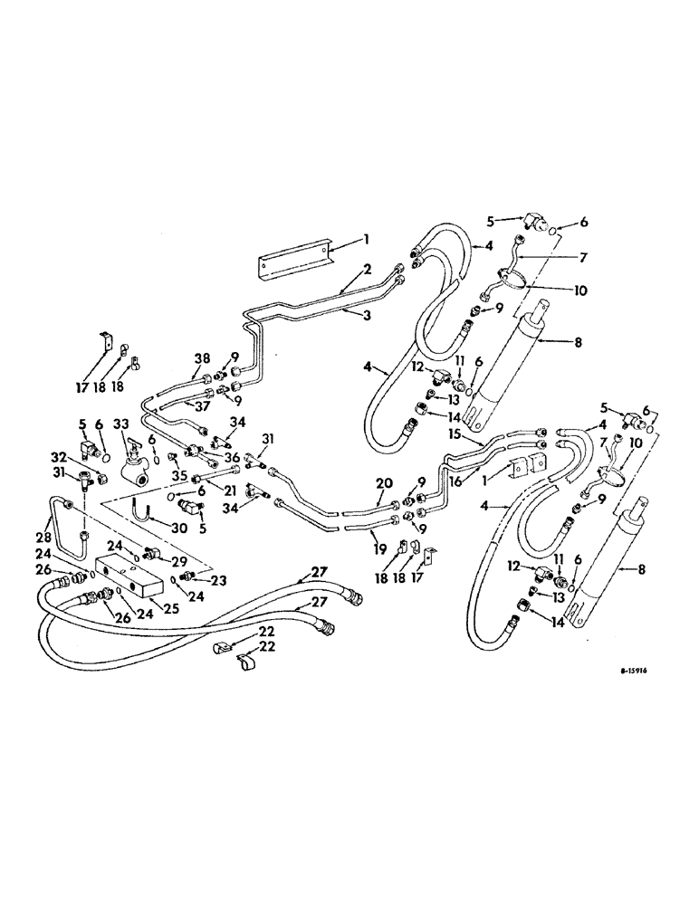 Схема запчастей Case IH 241 - (A-35) - HYDRAULIC LINES AND FITTINGS, SERIAL NO. 3711 AND UP (35) - HYDRAULIC SYSTEMS