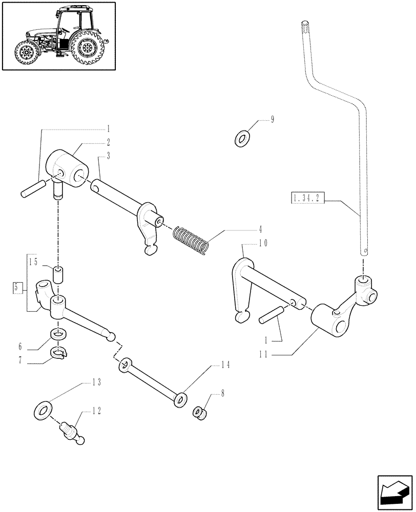 Схема запчастей Case IH JX1095C - (1.29.1[01]) - TRANSMISSION EXTERNAL SHIFTING CONTROLS (03) - TRANSMISSION