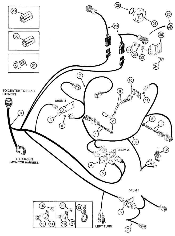 Схема запчастей Case IH 2155 - (4-18) - LEFT-HAND TOOL BAR HARNESS (06) - ELECTRICAL SYSTEMS