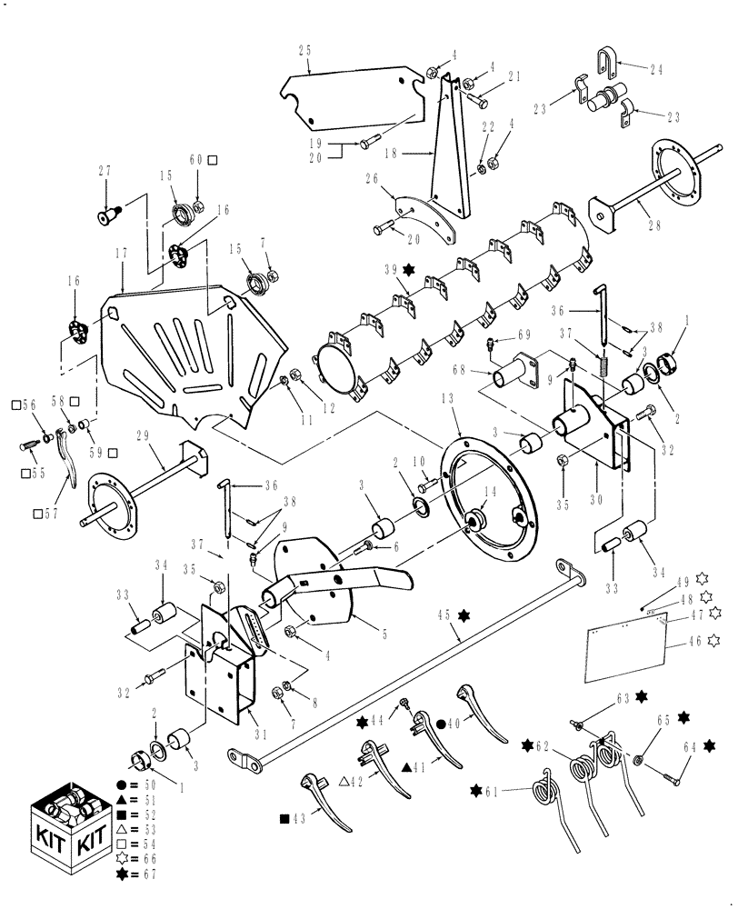 Схема запчастей Case IH 2020 - (20.13.30[1]) - PICK-UP REEL, HCC INC, BPIN CBJ020205 [INCLUDES ALL HAJ PINS] (58) - ATTACHMENTS/HEADERS