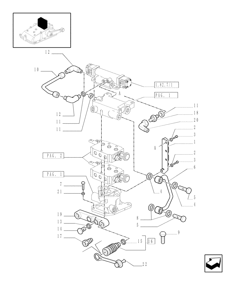 Схема запчастей Case IH JX1070C - (1.82.7/07[03]) - (VAR.136) 2 REMOTE VALVES FOR EDC - PIPES - C5484 (07) - HYDRAULIC SYSTEM