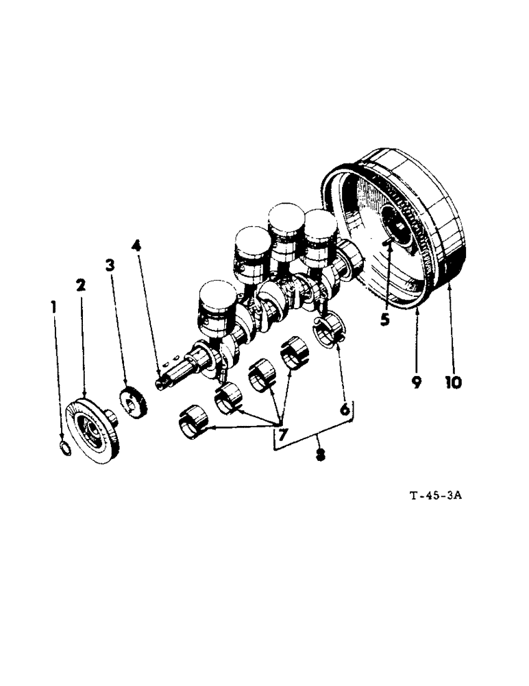 Схема запчастей Case IH 201 - (A-017[A]) - CRANKSHAFT AND CRANKSHAFT BEARING (10) - ENGINE