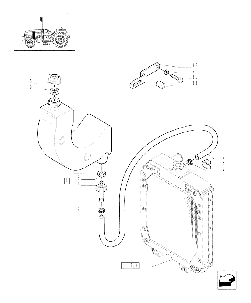 Схема запчастей Case IH JX1070N - (1.17.1) - COOLING EXPANSION TANK (02) - ENGINE EQUIPMENT