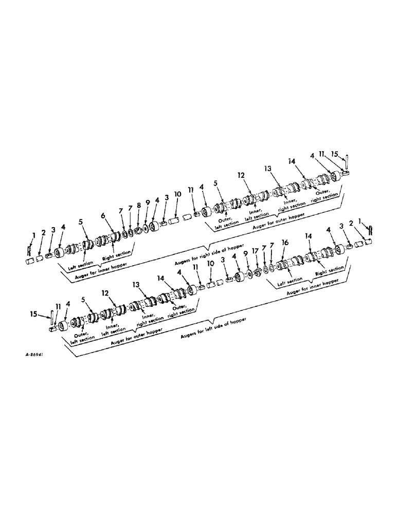 Схема запчастей Case IH DRY - (A-023) - DRY FERTILIZERS, AUGERS AND RELATED PARTS, FOR SIX ROW METAL HOPPERS 