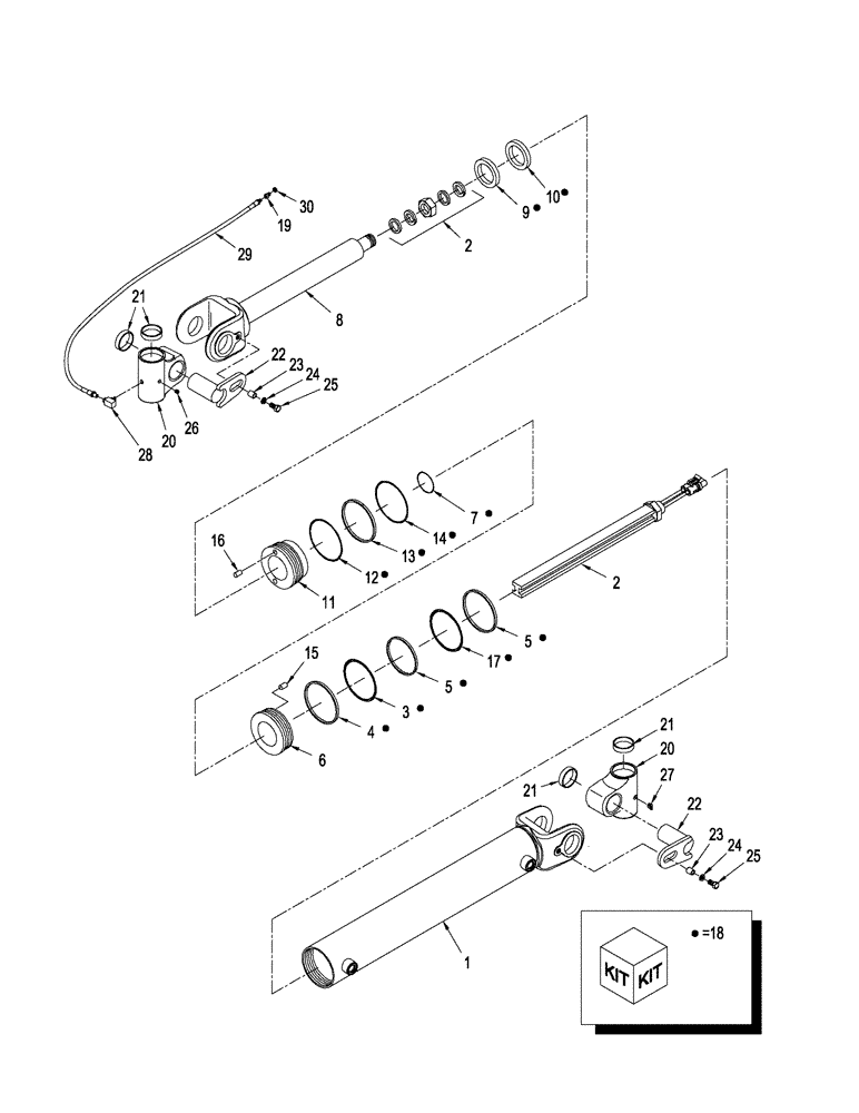 Схема запчастей Case IH STX500 - (05-10) - ACCUGUIDE - CYLINDER ASSY., ARTICULATION W/ SENSOR (05) - STEERING