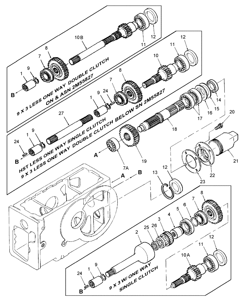 Схема запчастей Case IH DX25 - (07H01A) - PTO GEARS (03) - TRANSMISSION