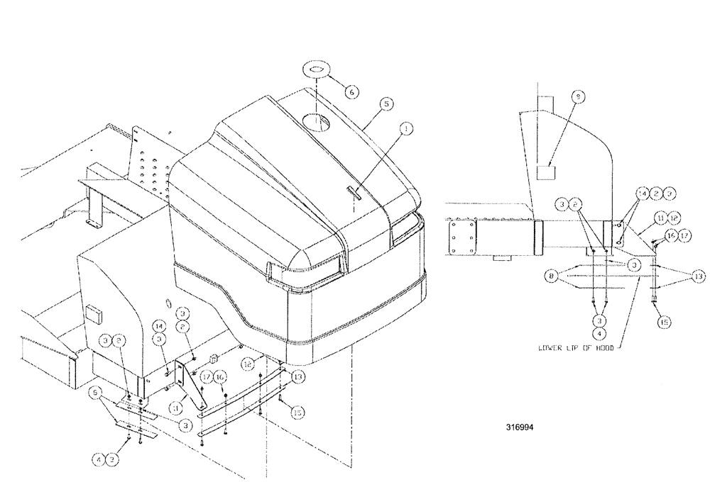 Схема запчастей Case IH SPX3200 - (04-002) - FUEL TANK HOOD GROUP (10) - ENGINE