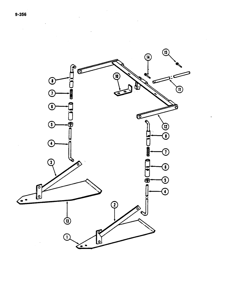 Схема запчастей Case IH 782 - (9-356) - DRUM HEIGHT CONTROL ACTUATING PARTS (09) - CHASSIS ATTACHMENTS