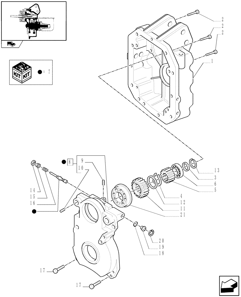 Схема запчастей Case IH PUMA 155 - (1.80.1/01[01]) - POWER TAKE-OFF 540/1000 RPM REVERSABLE SHAFT - COVER AND ASSOCIATED PARTS (VAR.330800) (07) - HYDRAULIC SYSTEM