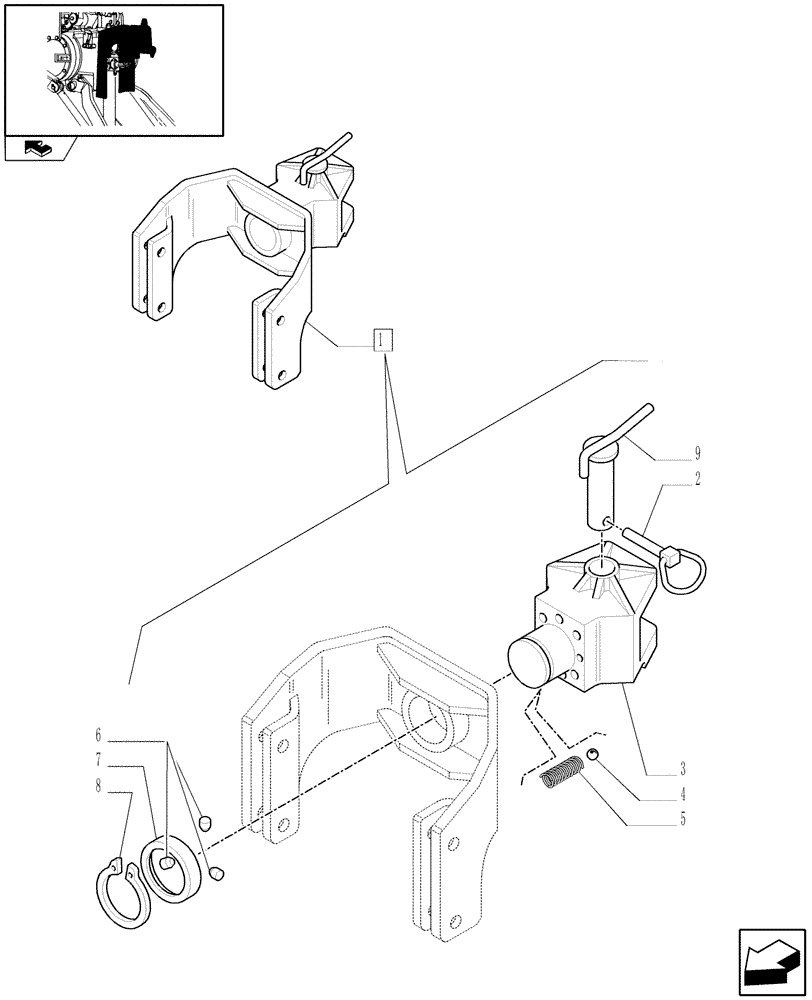 Схема запчастей Case IH FARMALL 85C - (1.89.3/02A[01]) - TOW HOOK - BREAKDOWN - C5824 (09) - IMPLEMENT LIFT