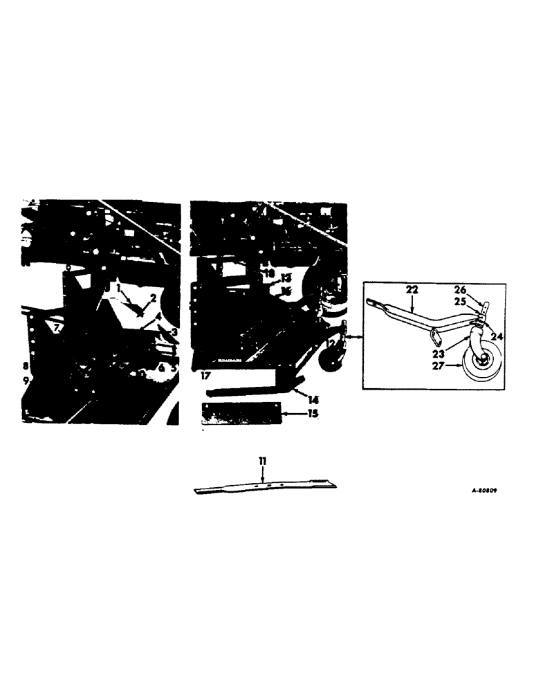 Схема запчастей Case IH C-1 - (G-36) - PLATFORM, SPINDLES, GUIDE WHEELS AND MID-MOUNTING PARTS 