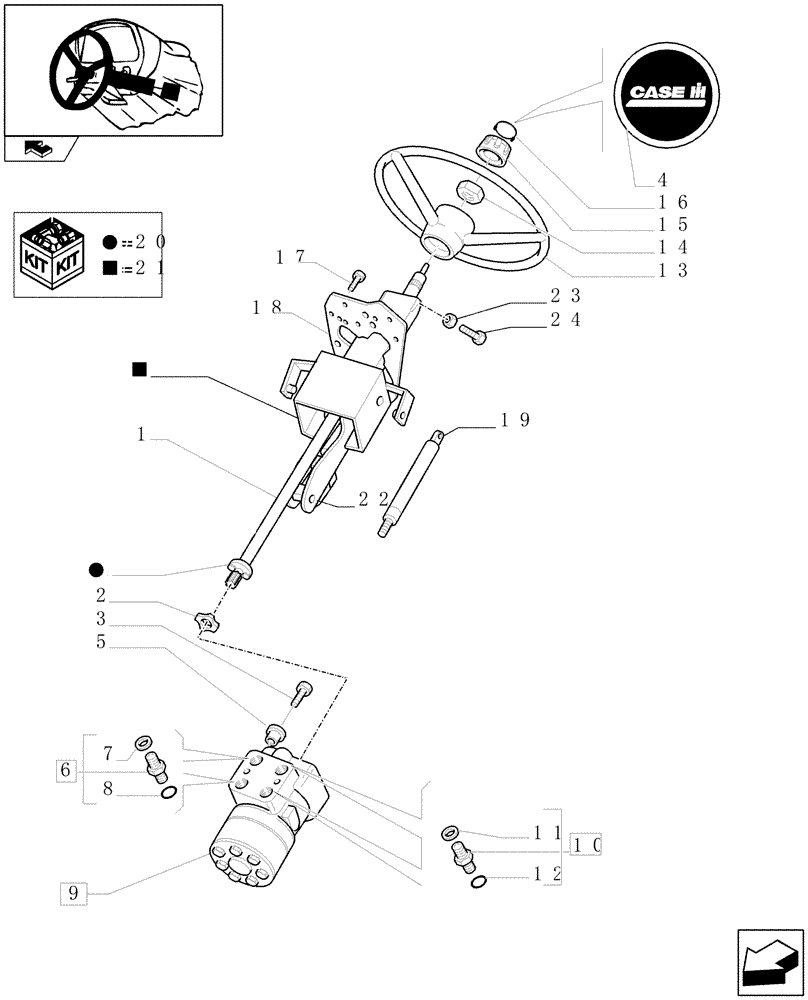 Схема запчастей Case IH PUMA 125 - (1.95.5[01]) - HYDROSTATIC STEERING WHEEL AND STEERING COLUMN - C6099 (10) - OPERATORS PLATFORM/CAB