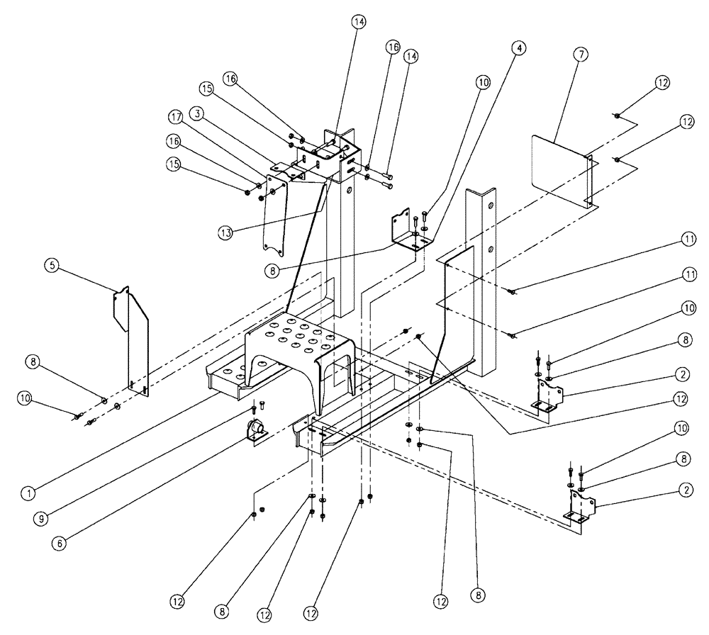 Схема запчастей Case IH 438 - (11-017) - PUMP STATION GROUP BRACKET, 60’ & 70’ Wet Kit