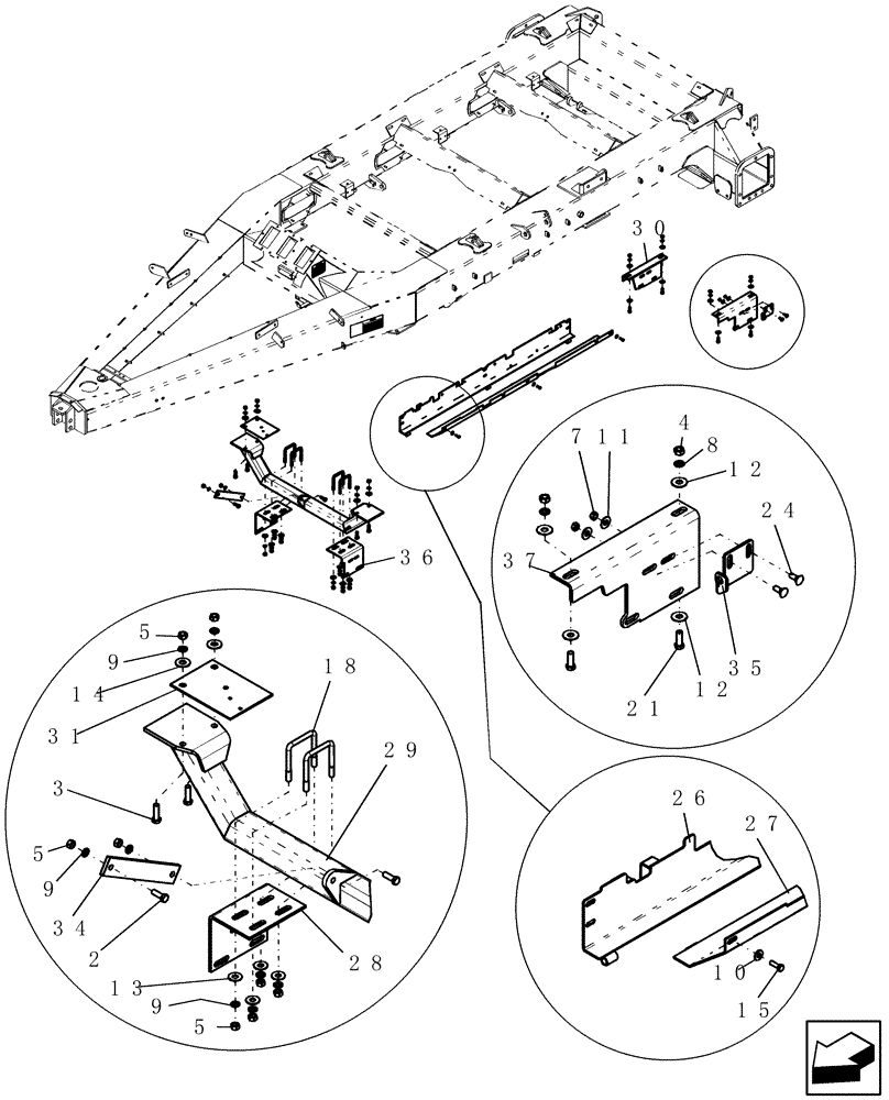 Схема запчастей Case IH ADX3380 - (E.10.C[05]) - REAR FRAME HOSE TRAYS & INTERMEDIATE MANIFOLD SUPP (BTW CBJ0005319 & CBJ0005379) & BSN CBJ0019029) E - Body and Structure