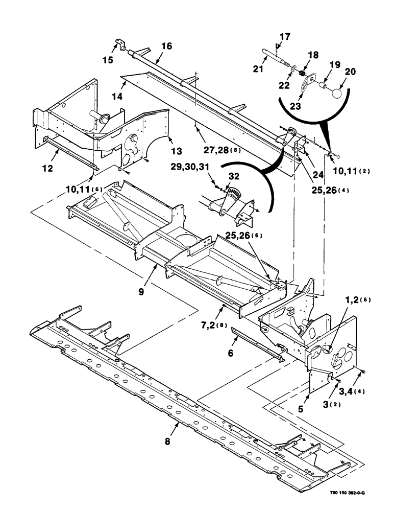 Схема запчастей Case IH DC515 - (7-08) - HEADER FRAME ASSEMBLY (09) - CHASSIS