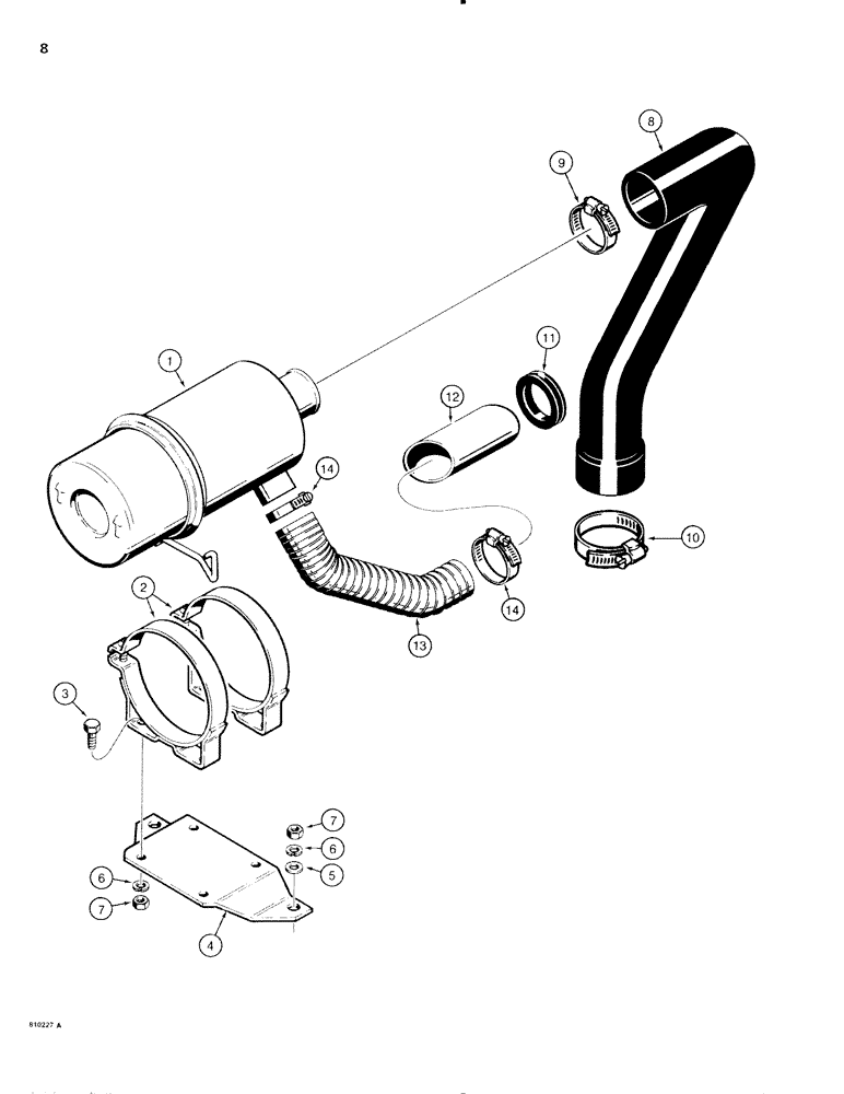 Схема запчастей Case IH 1816C - (008) - AIR CLEANER AND AIR INTAKE PARTS (02) - ENGINE