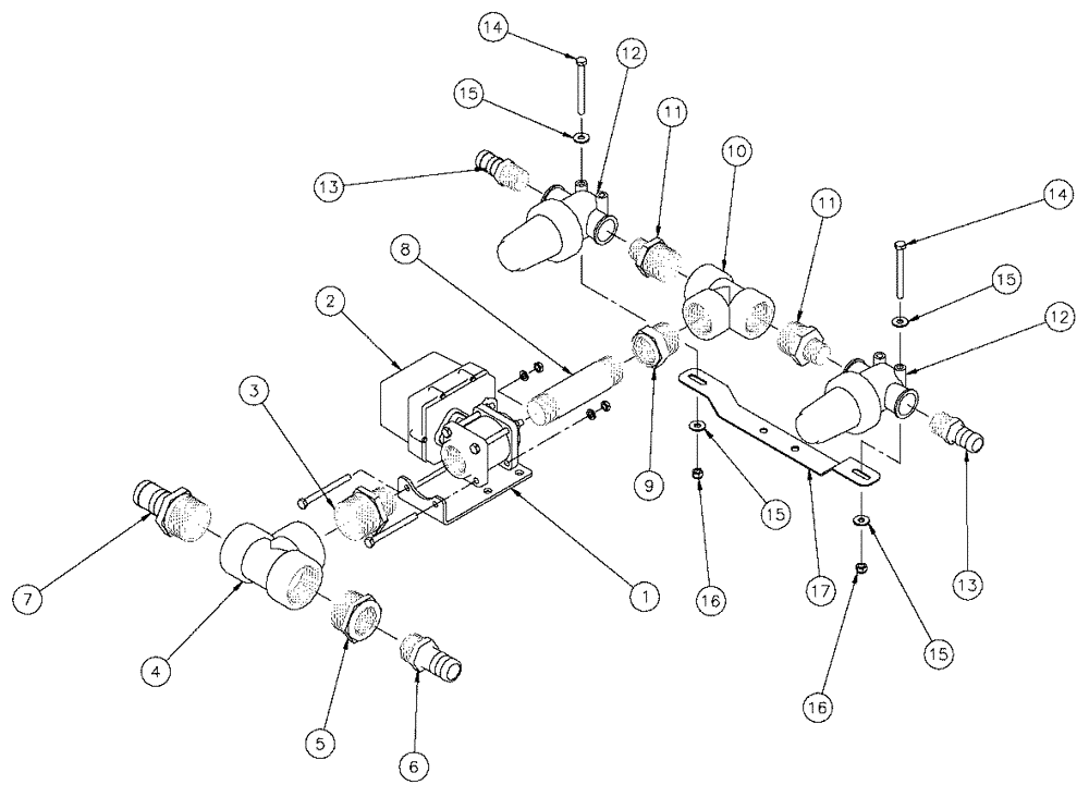 Схема запчастей Case IH SPX3320 - (09-024) - VALVE PLUMBING GROUP, 5 SECTION Liquid Plumbing