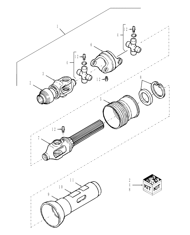 Схема запчастей Case IH DCX101 - (31.201.04[01]) - PRIMARY PTO, FRONT HALF, 540 RPM, PRIOR TO 5/07 (31) - IMPLEMENT POWER TAKE OFF