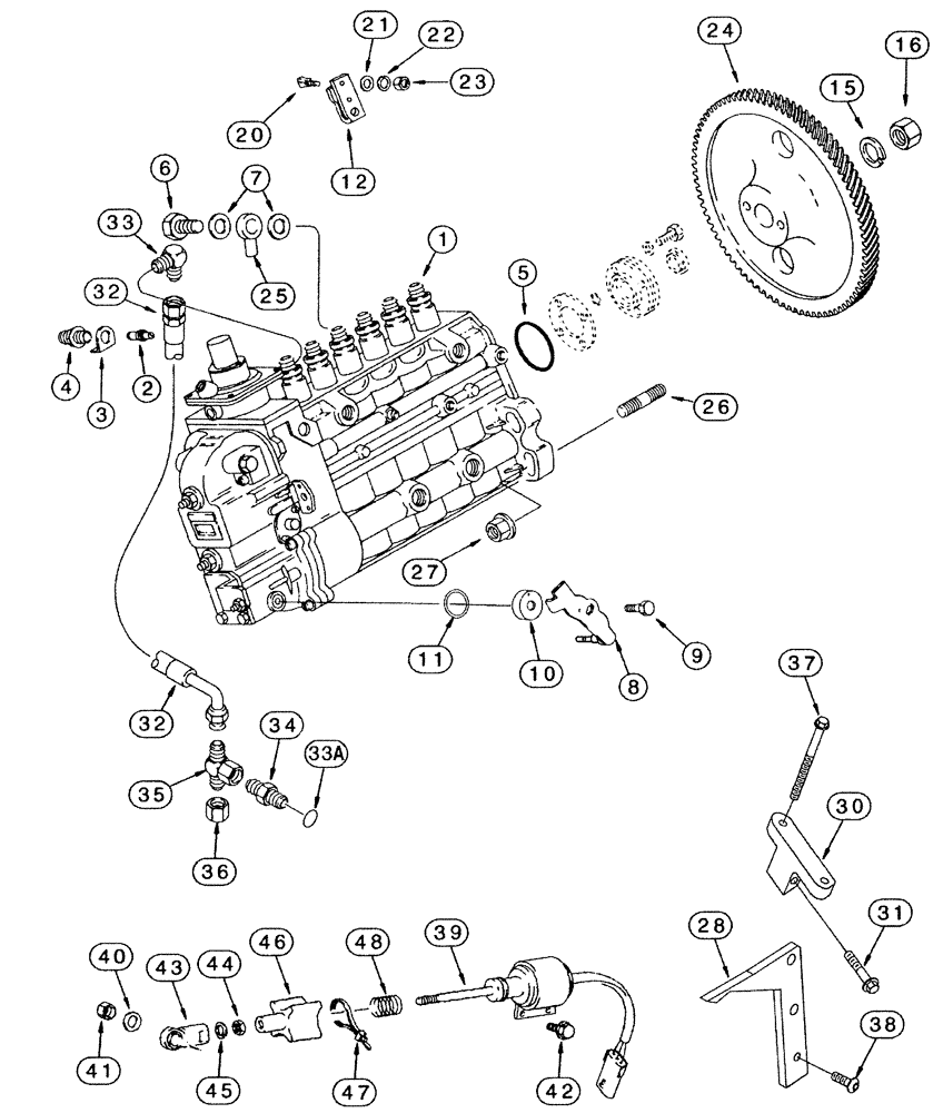 Схема запчастей Case IH SPX3200 - (03-027) - FUEL INJECTION PUMP (01) - ENGINE