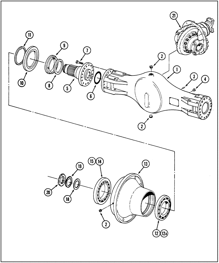 Схема запчастей Case IH 9250 - (6-105A) - RIGID AXLE, HOUSING AND WHEEL HUB, 9250 TRACTOR, P.I.N. JEE0032778 AND AFTER (06) - POWER TRAIN